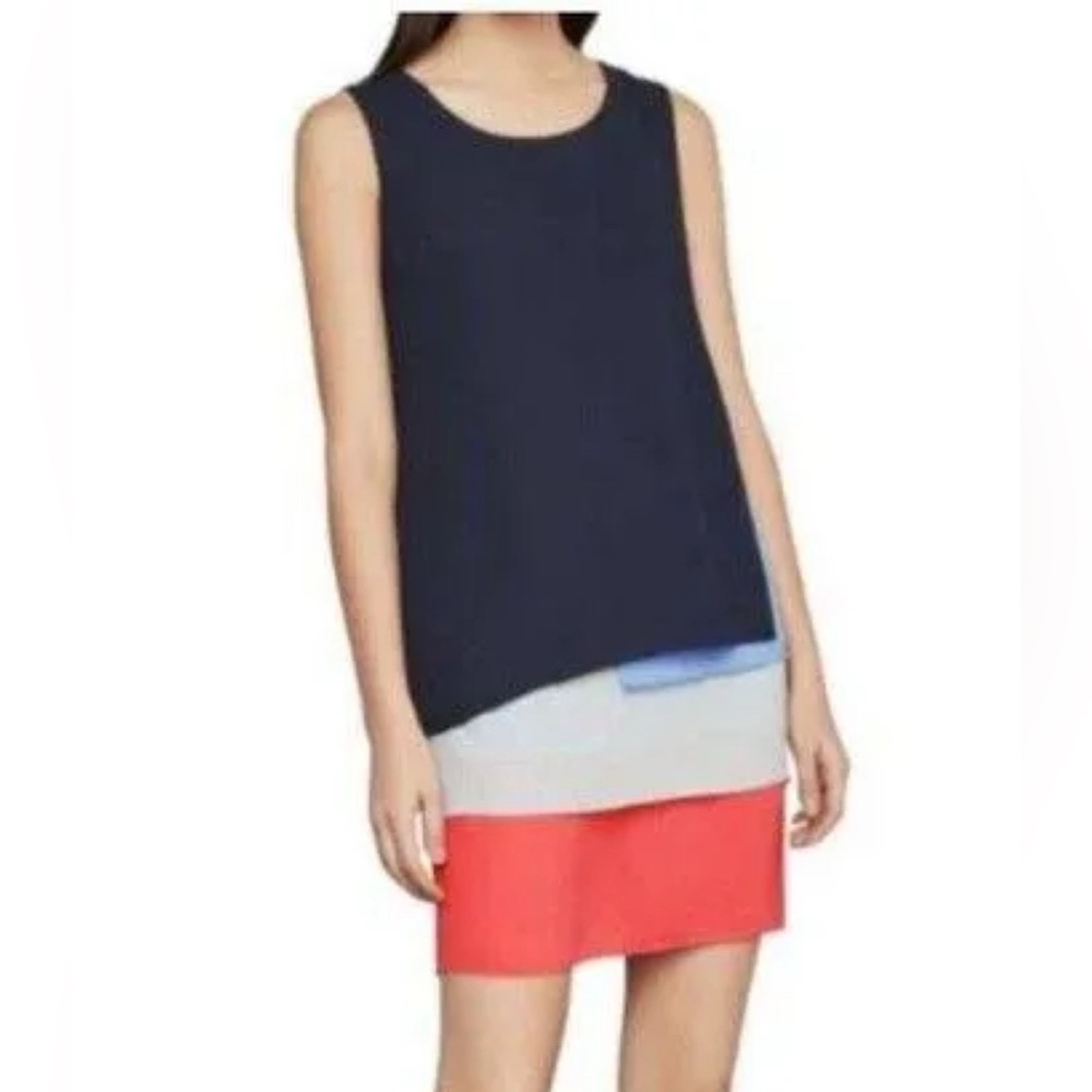 BCBGMaxAzria Navy and Red Colorblock Tank Top